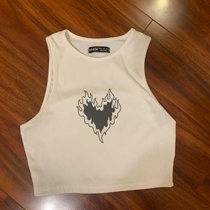 Fire heart cropped tee